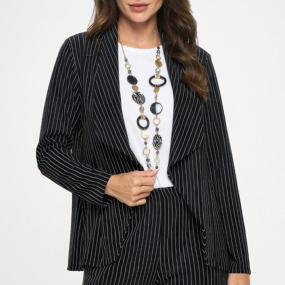 Ottoman Pinstripe Front Drape Jacket - Picture 1 of 6
